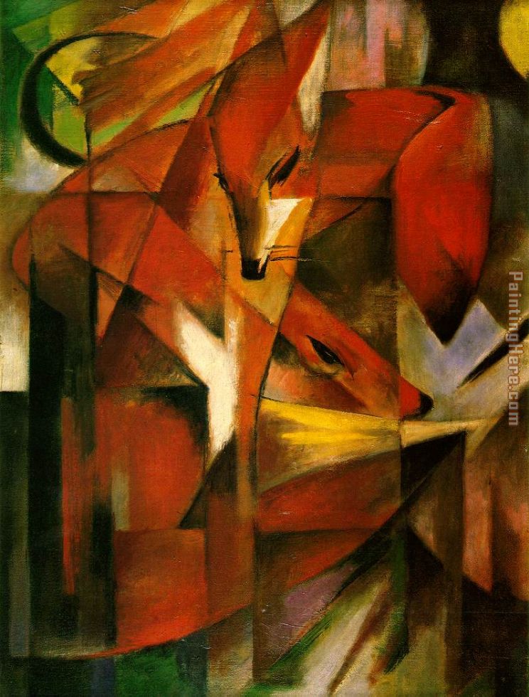 Foxes painting - Franz Marc Foxes art painting